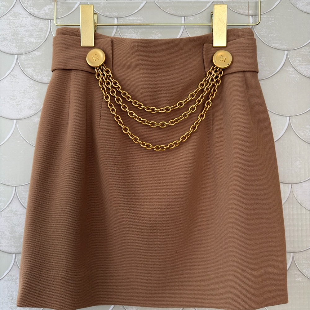 Vintage Celine Wool Skirt with Chain Detail